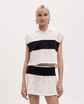 Palm Angels White top with polo collar PWGB017S26FAB001