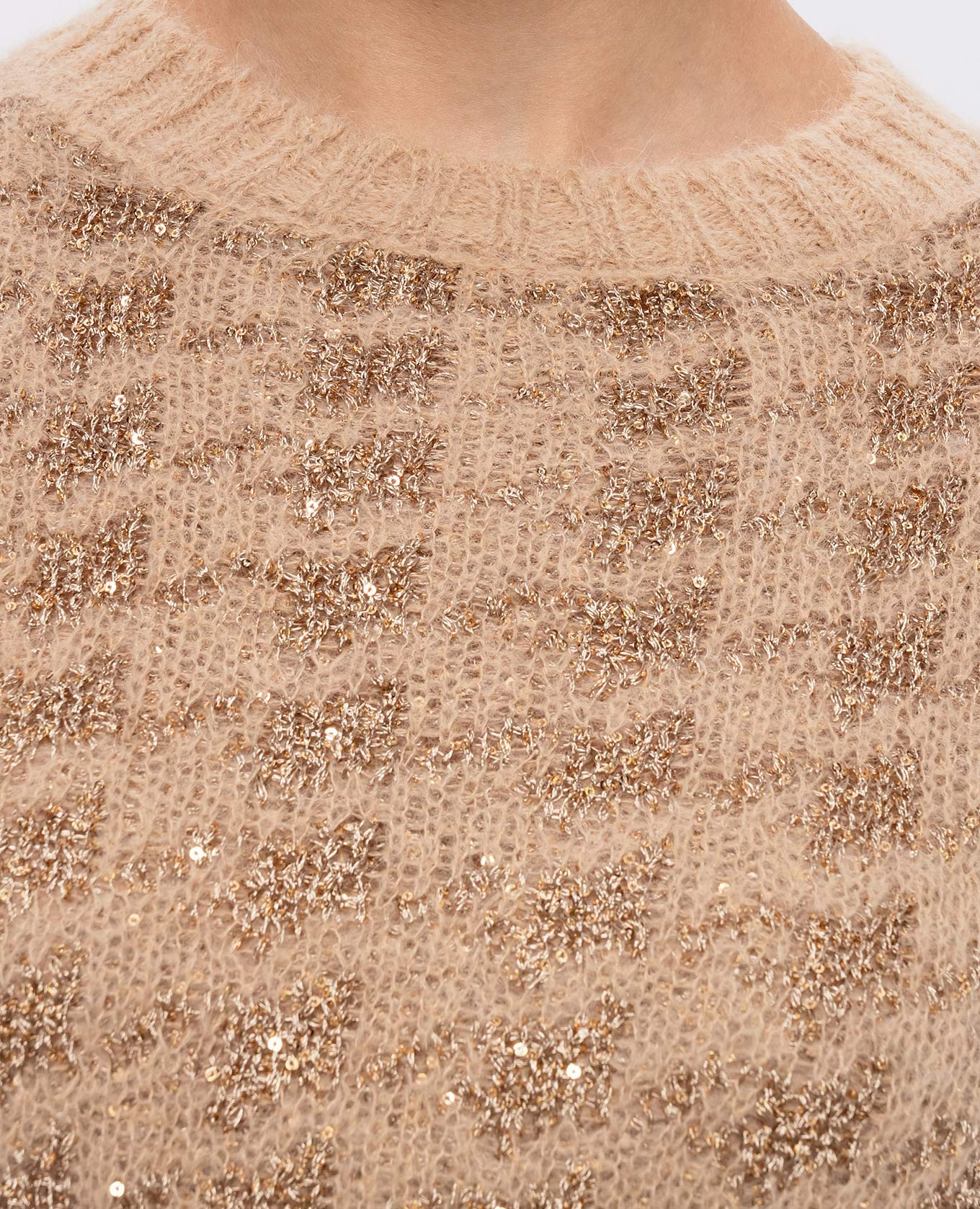 Beige sweater with sequin pattern Twinset 5