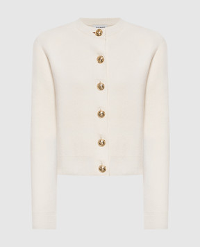 Balmain Ivory cashmere and merino wool cardigan CA0000000013