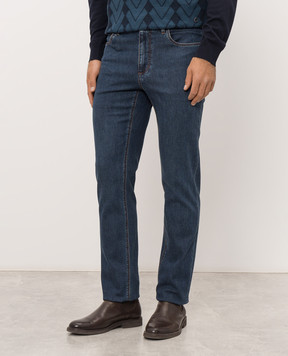 Stefano Ricci Blue jeans with logo embroidery M8T63B2090T4964