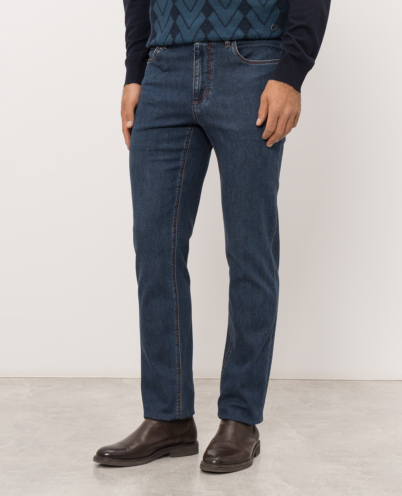 Blue jeans with logo embroidery Stefano Ricci 3