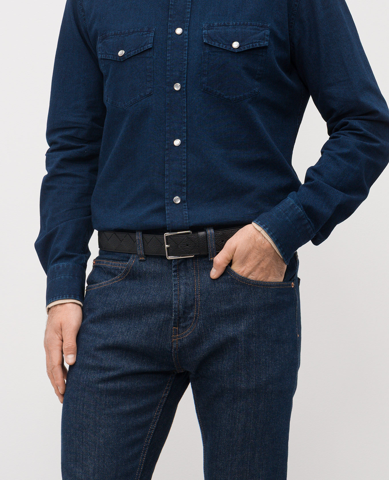 Black Taurillon leather belt Bottega Veneta 2