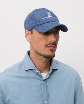 Brunello Cucinelli Blue linen and wool cap MZ4089850