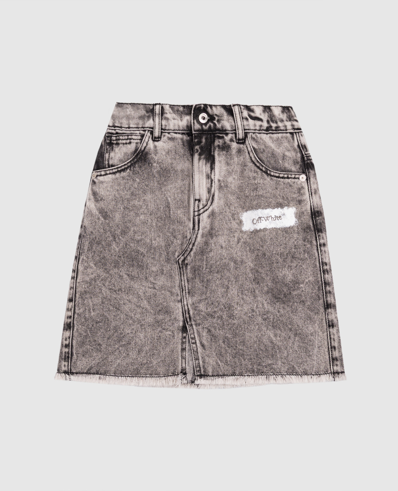 Children's gray denim skirt with logo