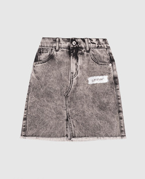 Off-White Children's gray denim skirt with logo 44GYF00AF5D001