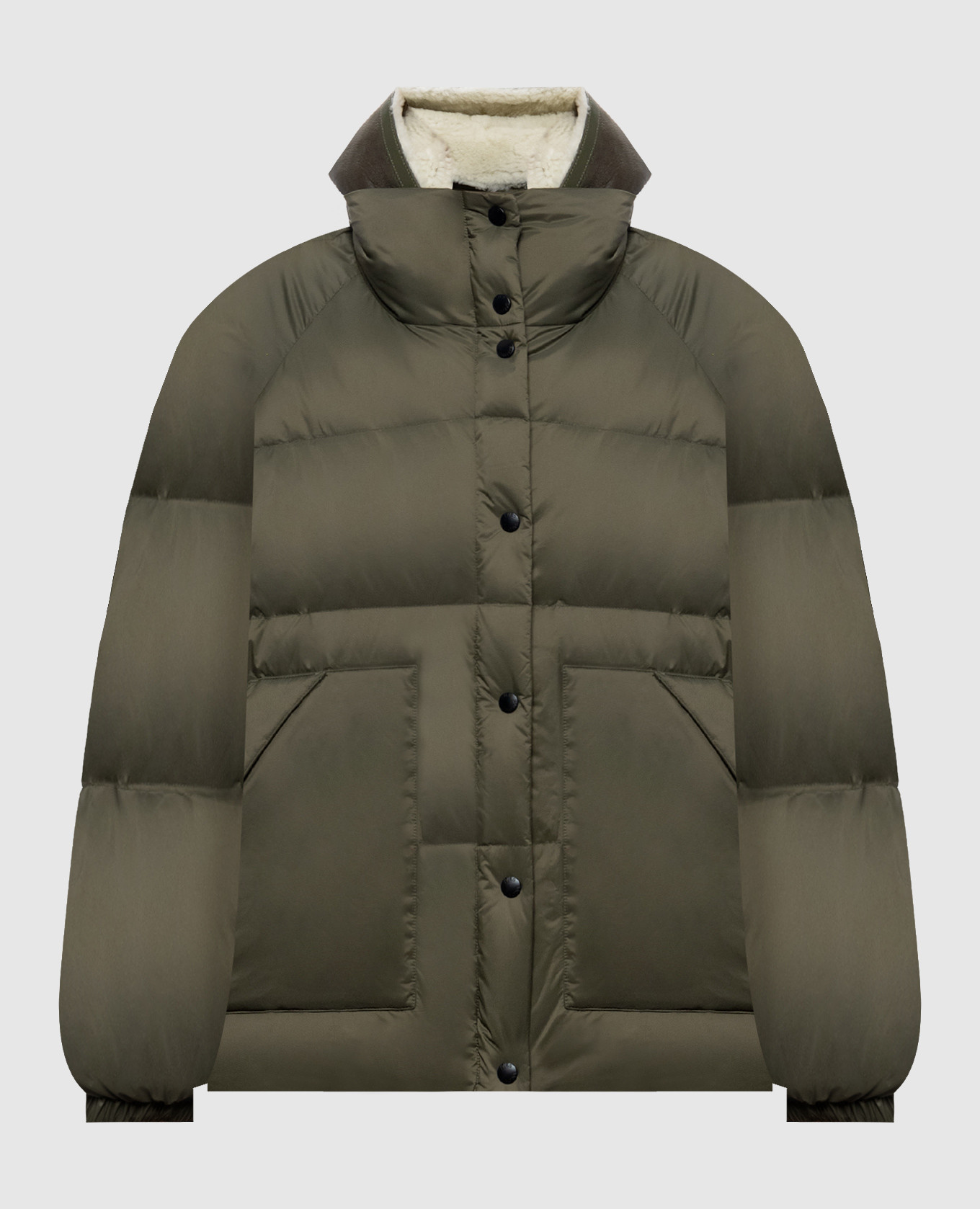 Green down jacket with fur