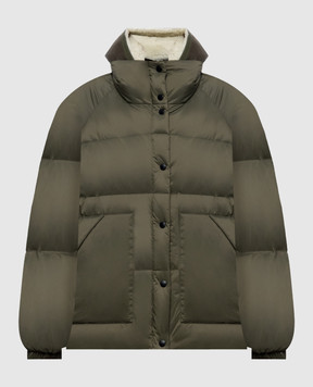 Yves Salomon Army Green down jacket with fur 26WFV02467U08W