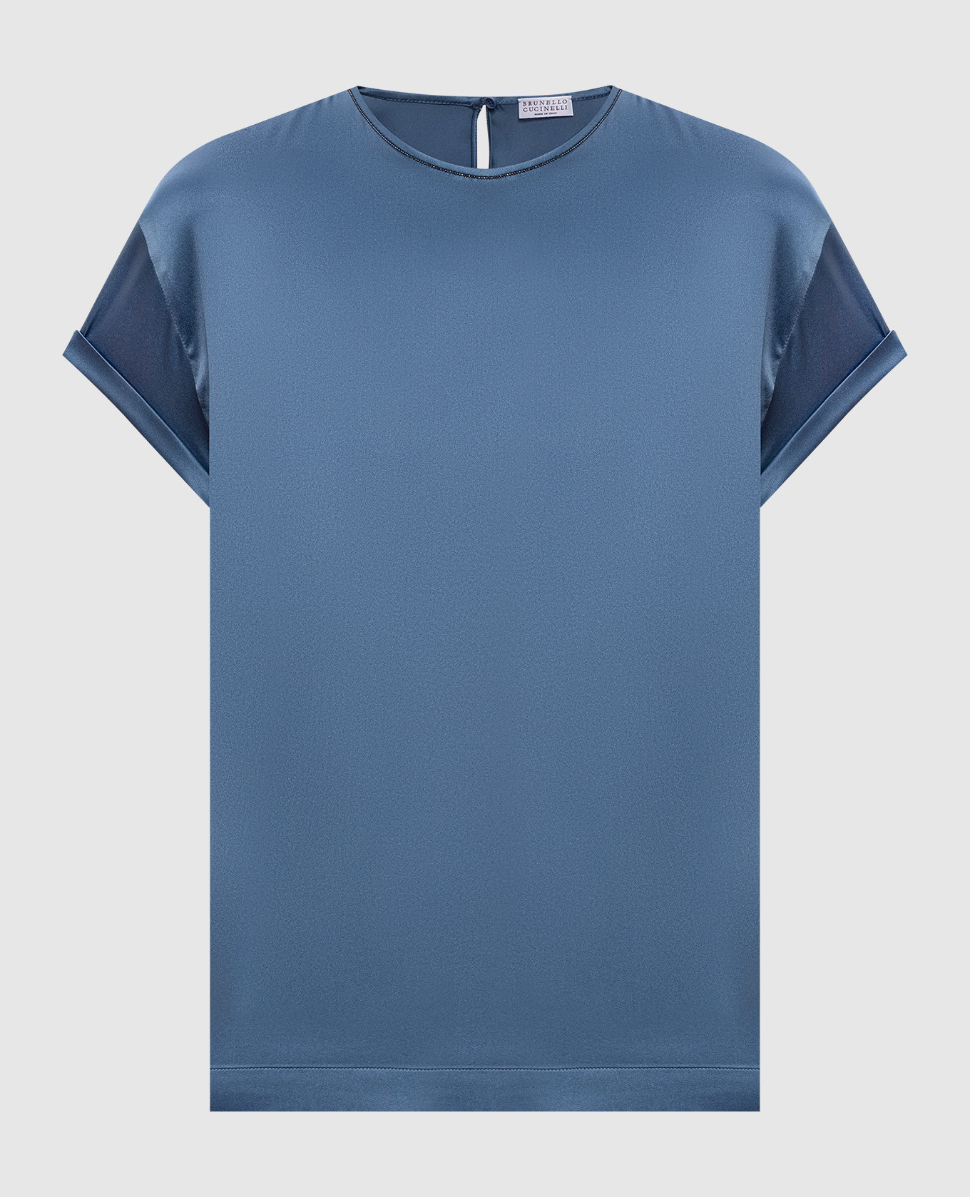 Blue straight-cut silk top