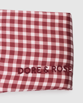 Dore & Rose Burgundy silk check sleep mask DEEPSLEEPMASK