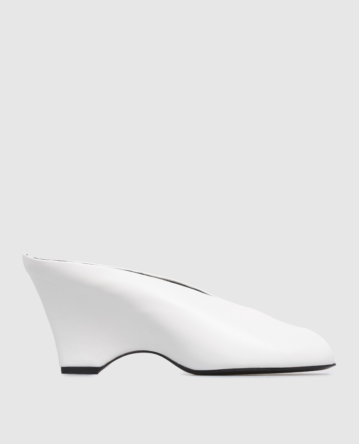 White leather Cloak peep mules