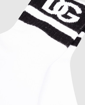Dolce&Gabbana Children's white socks with DG logo monogram print LBKAC5JBCAC