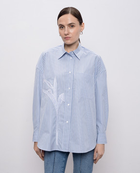 Max & Co CANNETI blue striped shirt with floral applique MCOCANNETI