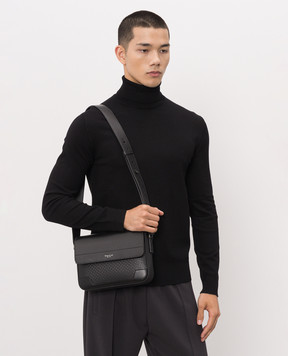 Serapian Black leather messenger bag SRSTSMML735024ACG2
