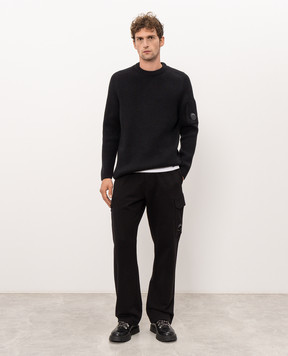 C.P. Company Black jumper with logo patch MKN101A006608A