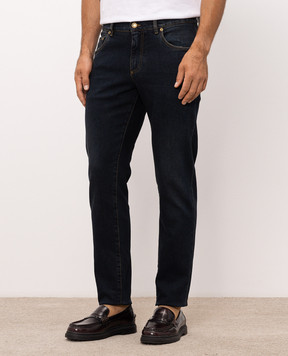 Dolce&Gabbana Blue slim jeans with logo patch GY07CDG8PM5