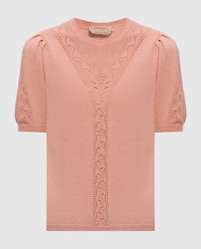 Twinset Pink wool top with openwork pattern 262TP3210
