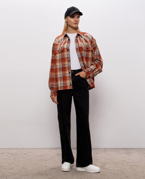 Palm Angels Brown checkered shirt PAMES002FB001w