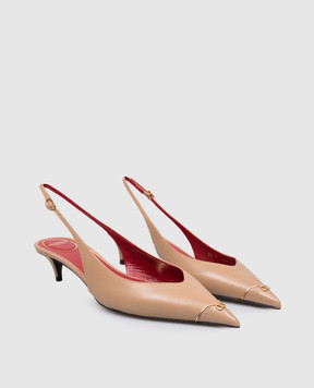 Valentino Brown leather slingbacks with VLogo logo 9W2S0QB8YEA