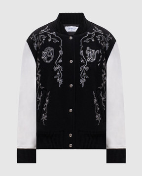Off-White Black combination bomber jacket 2FG00404T