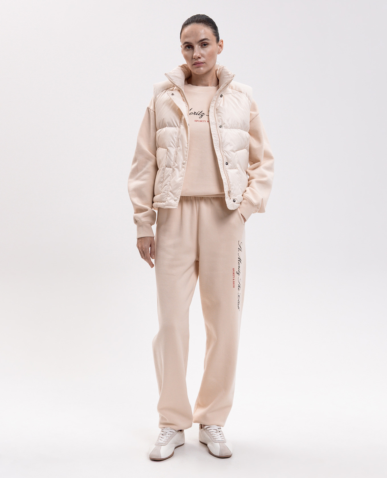 Beige sweatshirt with print Sporty & Rich 2