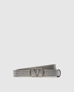 Valentino Vlogo Signature Silver Leather Belt 8W2T0SM7XUC