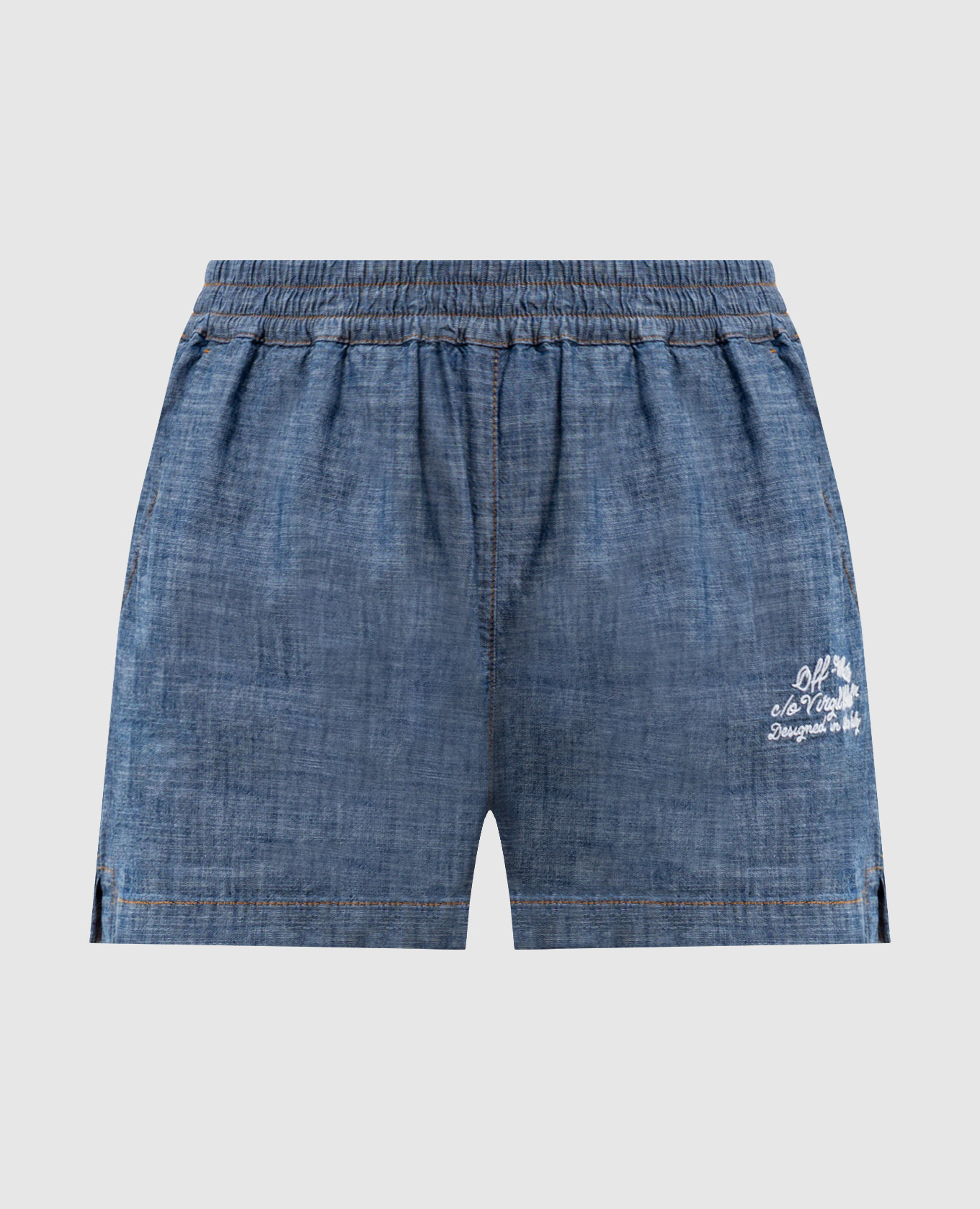 Blue denim shorts with logo embroidery