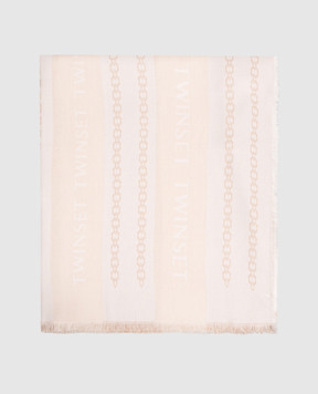 Twinset Beige scarf with logo pattern 262TA4350
