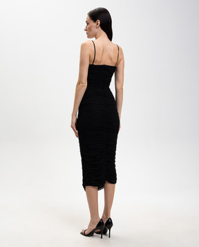 David Koma Black midi dress with drapery RE26DK10DA