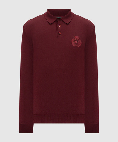 Burgundy wool polo shirt