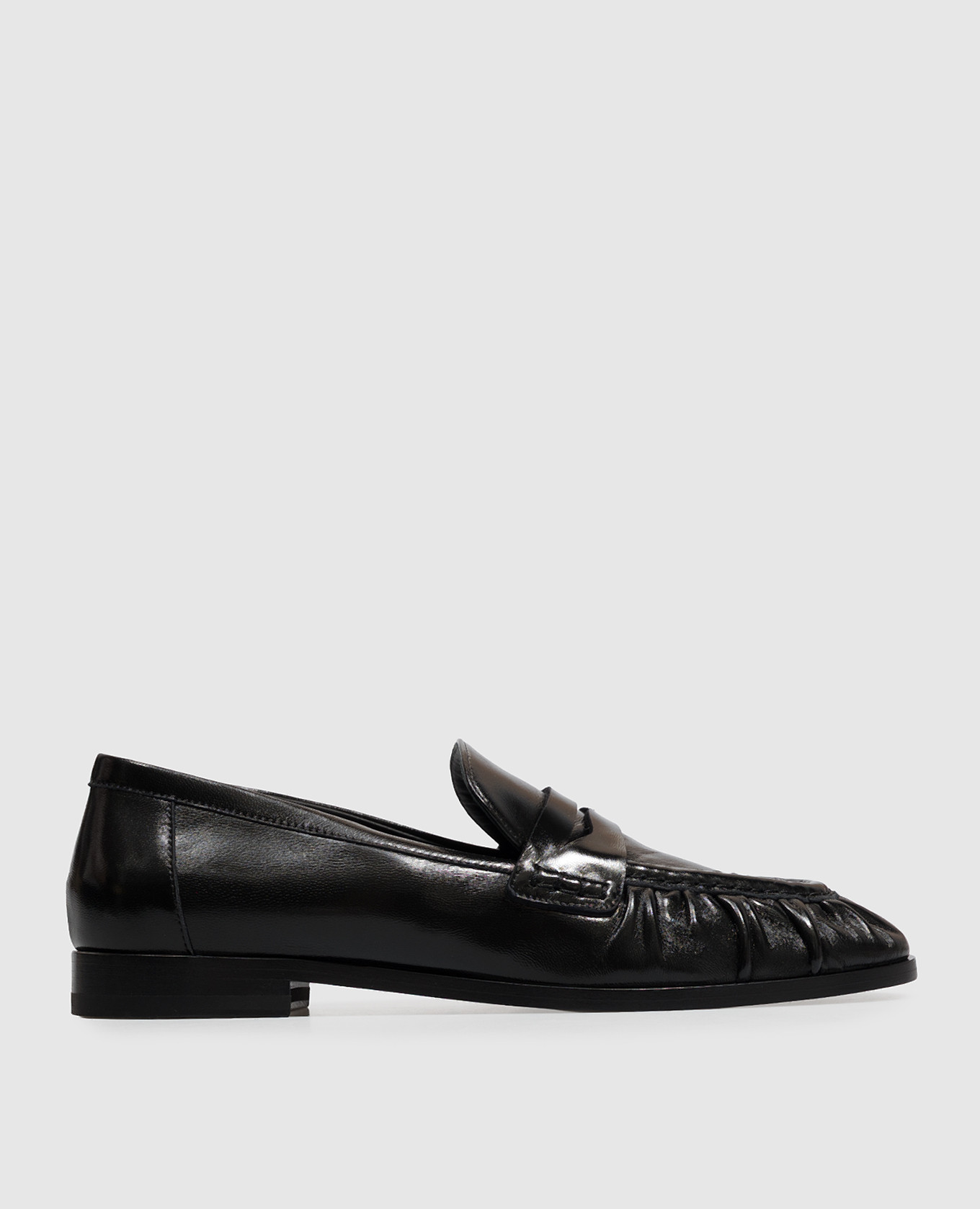 Black leather loafers
