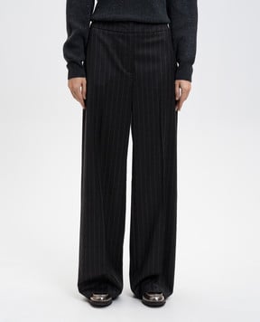 Peserico Gray striped wool pants P0456905774