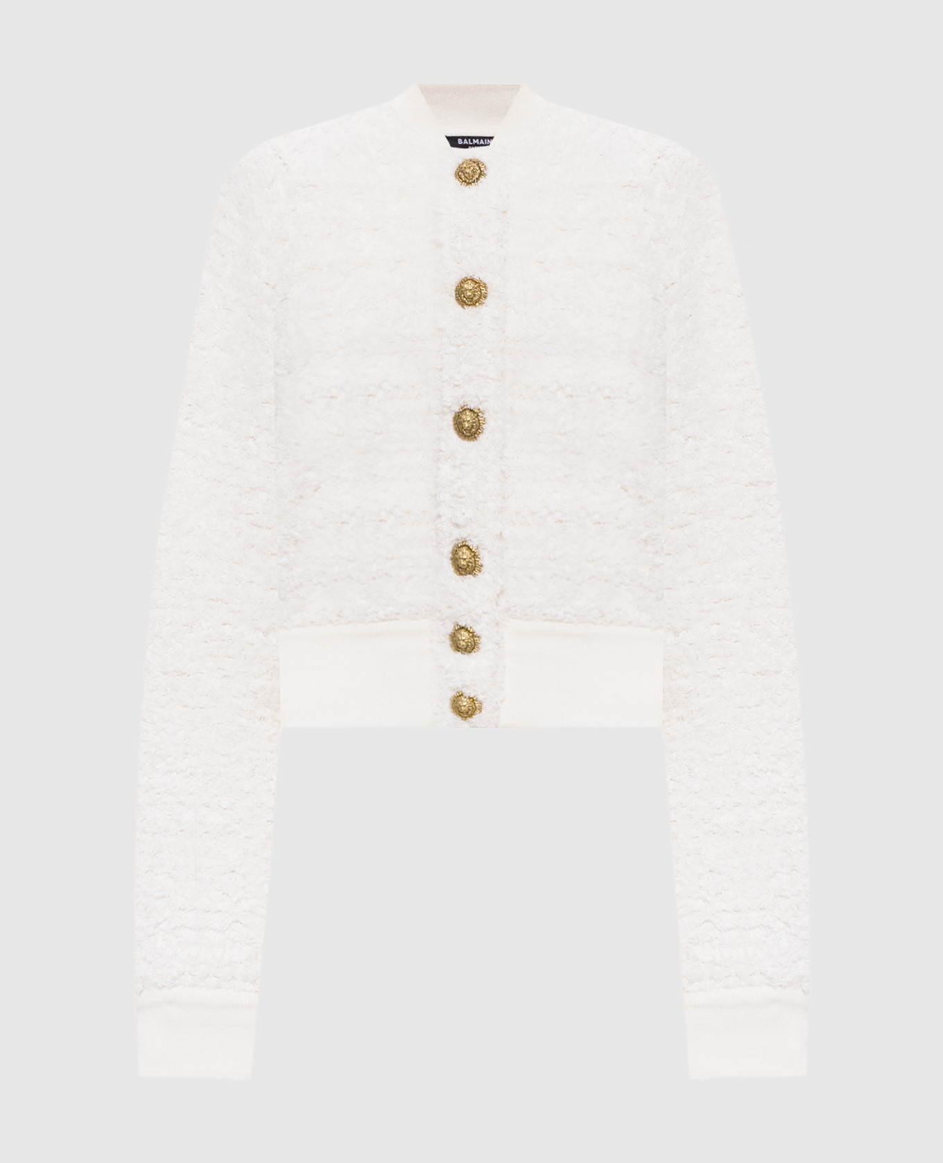 

White tweed bomber cardigan Balmain
