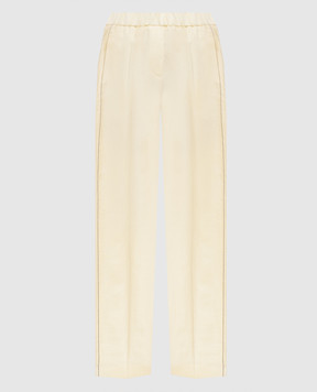 Peserico Yellow linen pants with monil chain P0407202606