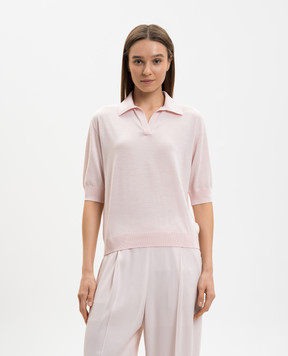 Agnona Pink wool top with polo collar K3110660B180P