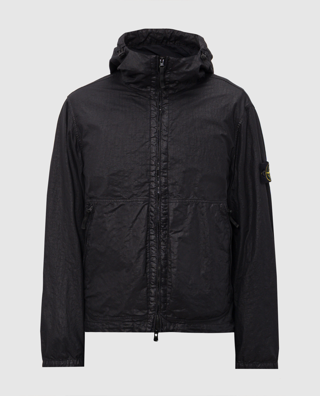 

Black jacket with logo patch Stone Island