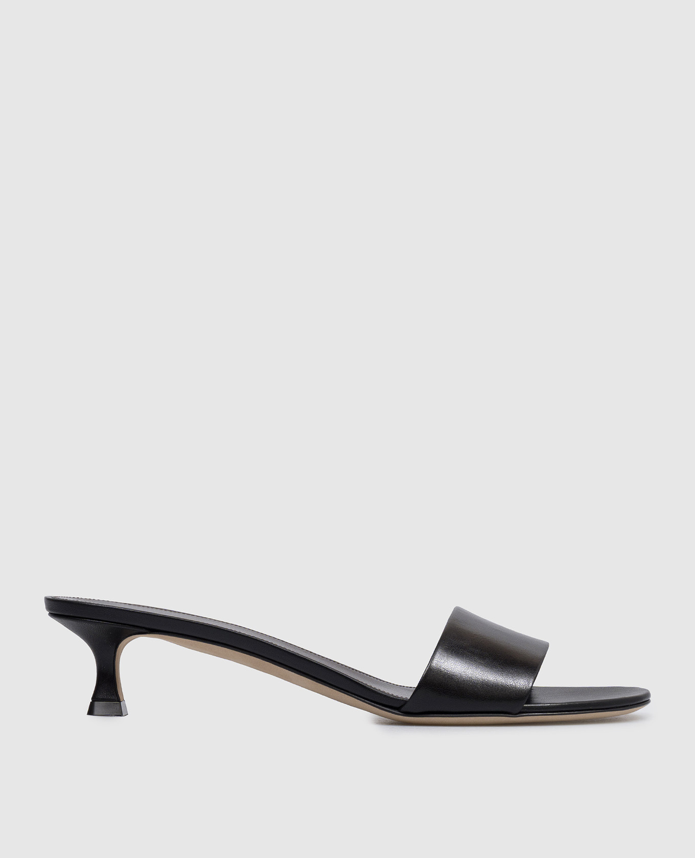 Black leather mules
