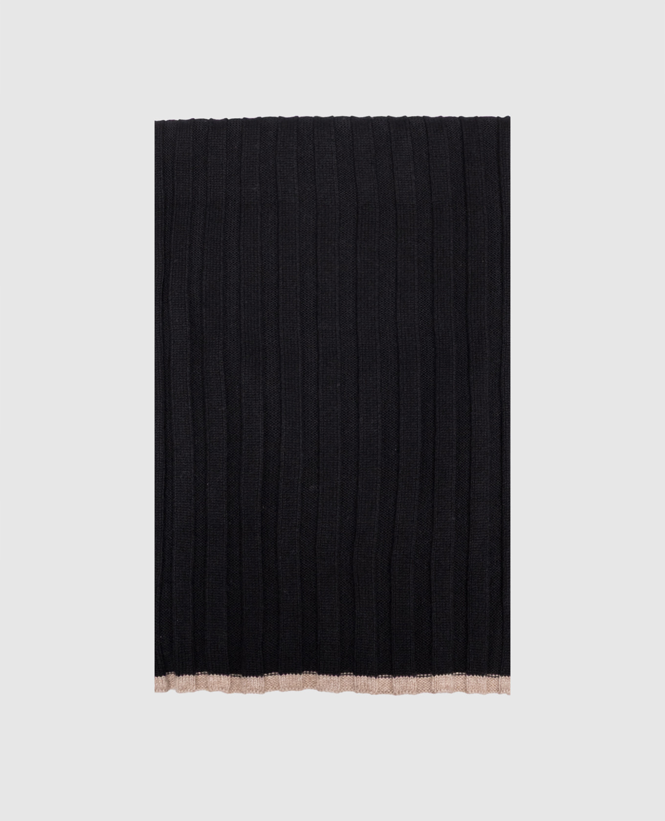 Black cashmere scarf with fringe