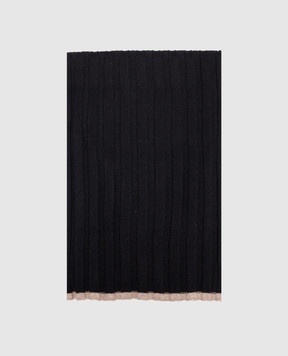 Brunello Cucinelli Black cashmere scarf with fringe M2240819