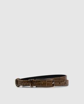 Tom Ford Brown leather belt with crocodile embossed pattern WB331LCL632P