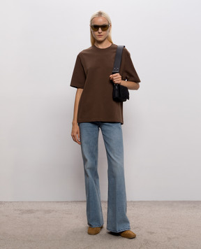 Ami Paris Brown T-shirt with textured emblem UTS357726w