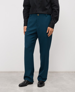 Versace Green wool trousers with logo 10188961A16732