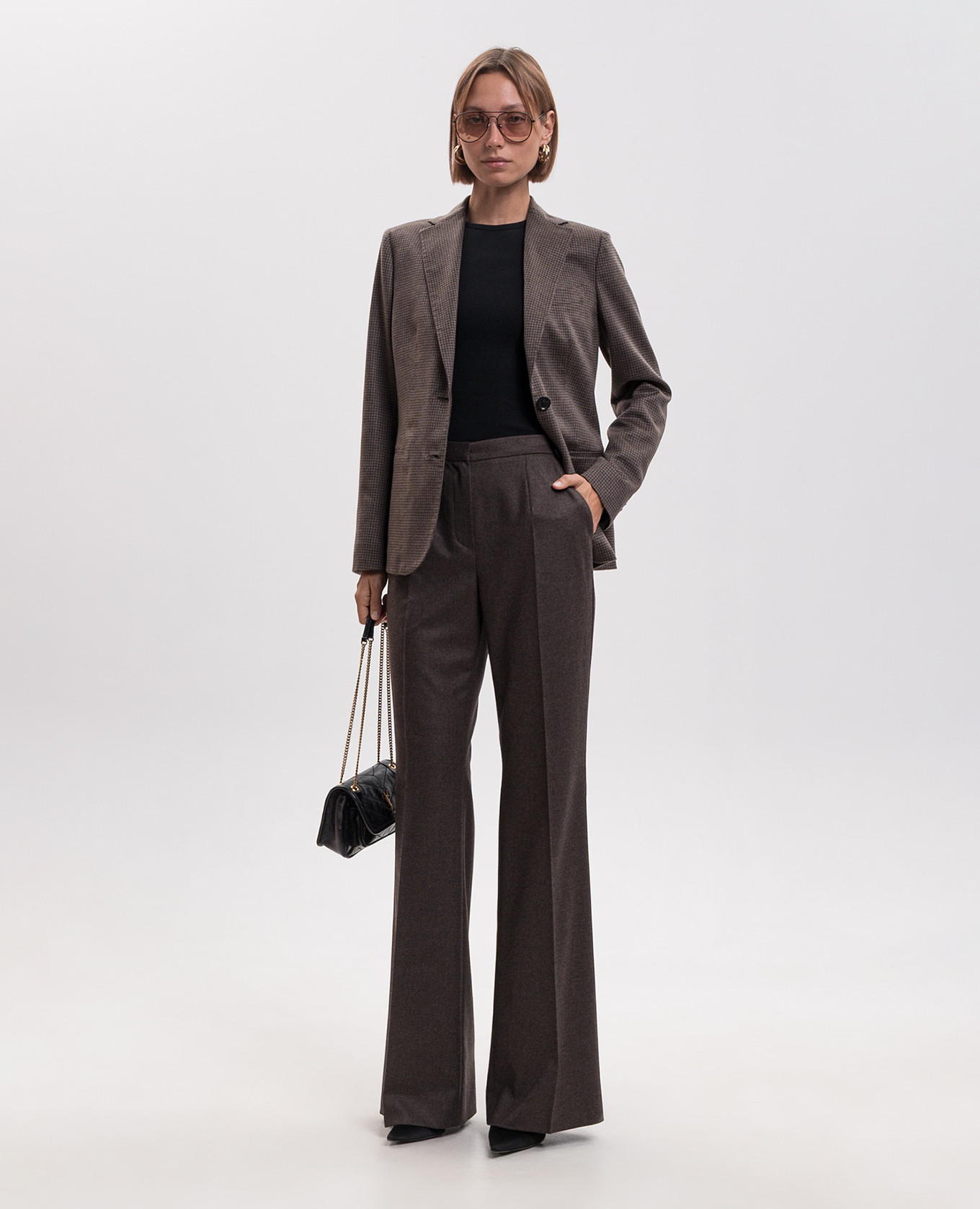 Brown wool and cashmere flared pants Kiton 2