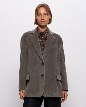Brunello Cucinelli Green double-breasted corduroy jacket MA1807105