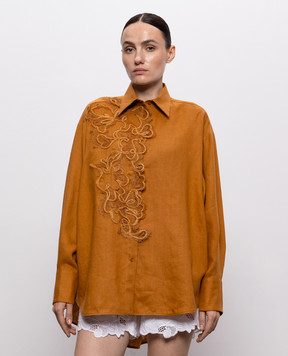 Ermanno Scervino Life Brown linen shirt D484K305ZQR