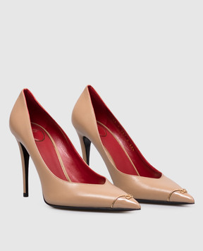 Valentino Brown leather shoes with VLogo logo 9W2S0QD7YEA
