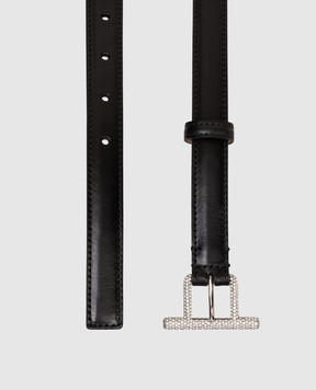 Alexander McQueen Black leather belt with crystals 8396941HBES