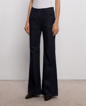 Brunello Cucinelli Blue flared jeans with logo patch ML133P4126