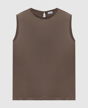 Brunello Cucinelli Brown silk top with shiny texture M0C59EH500