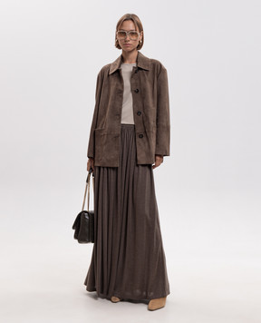 Max Mara Brown maxi skirt LIVREA with silk MXMLIVREA