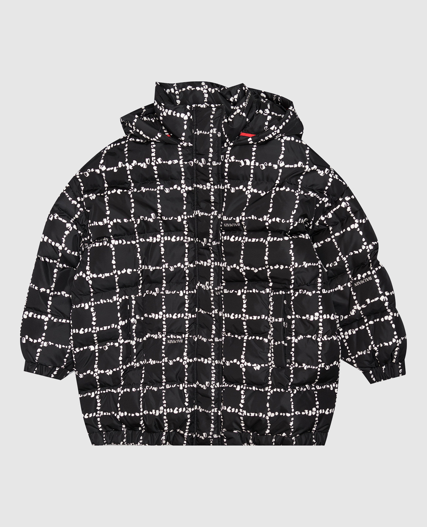 Children's black checked down jacket Balmain